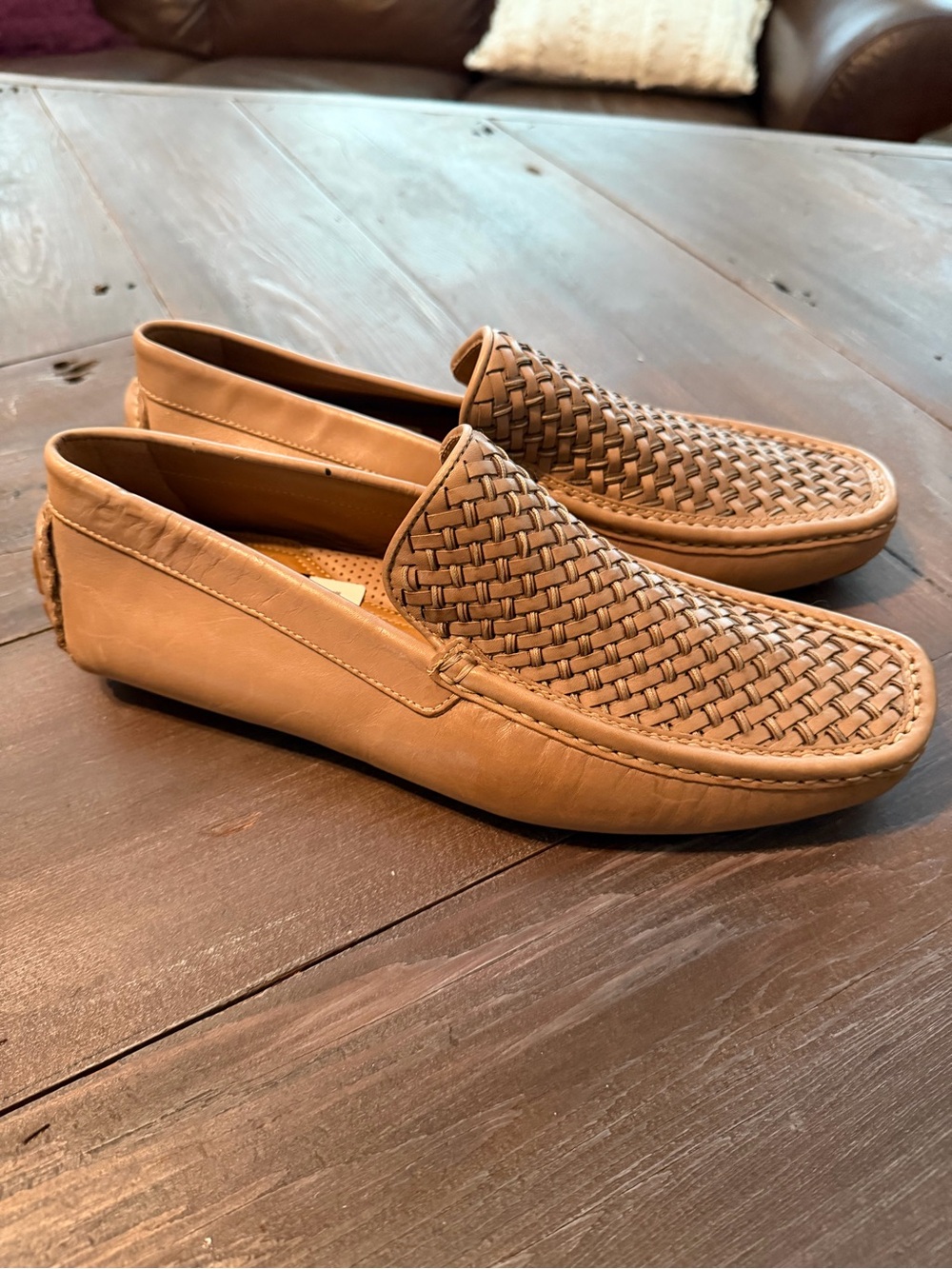 NEW Donald J. Pliner Damiano braided loafers leather saddle tan size 10 slip on